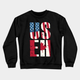 US EH American Canadian USA Canada Flag USEH Proud Patriotic Crewneck Sweatshirt